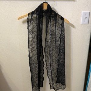 Black spiderweb scarf over 60” long